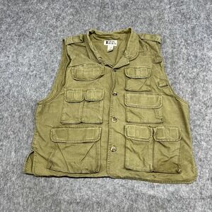 Trail Designs Vest Mens L Green Cotton Multi Pocket Safari Hunting Utility TV726